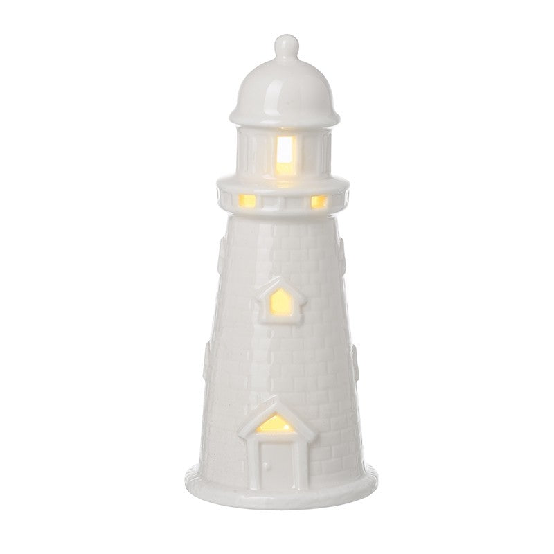 White Ceramic Light Up Lighthouse