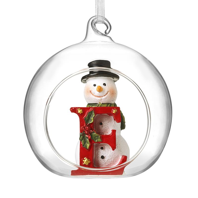 Glass Personal Snowman Bauble - Select your Letter - Perfect for Gifting