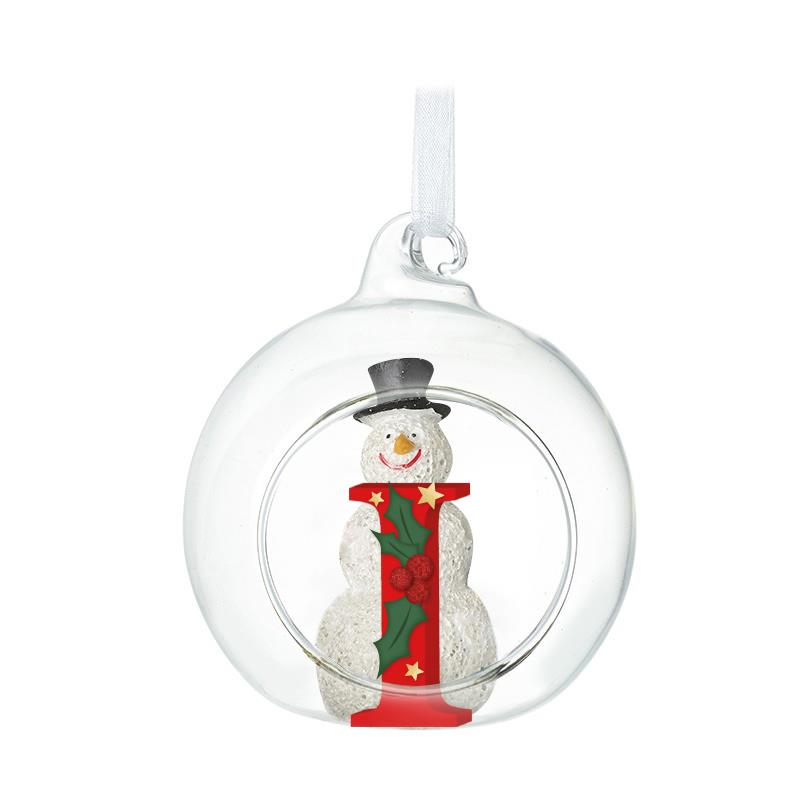 Glass Personal Snowman Bauble - Select your Letter - Perfect for Gifting