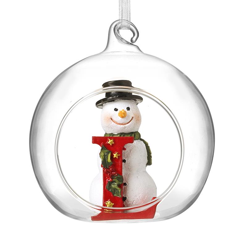 Glass Personal Snowman Bauble - Select your Letter - Perfect for Gifting