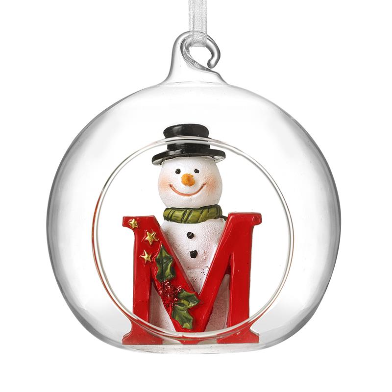 Glass Personal Snowman Bauble - Select your Letter - Perfect for Gifting