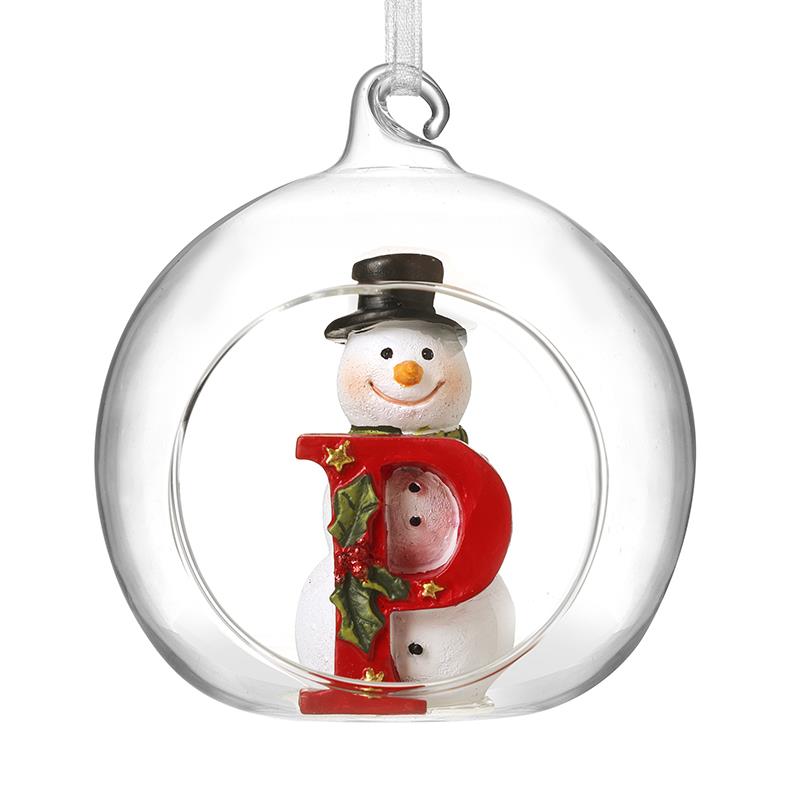 Glass Personal Snowman Bauble - Select your Letter - Perfect for Gifting