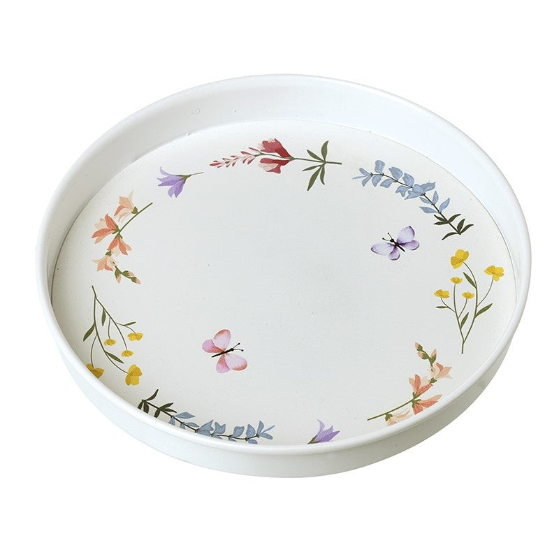 Floral Print Metal Tray 17cm