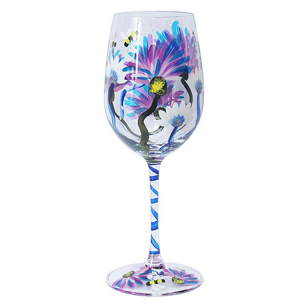Hand Painted Glass Wine Thistle in Gift Box