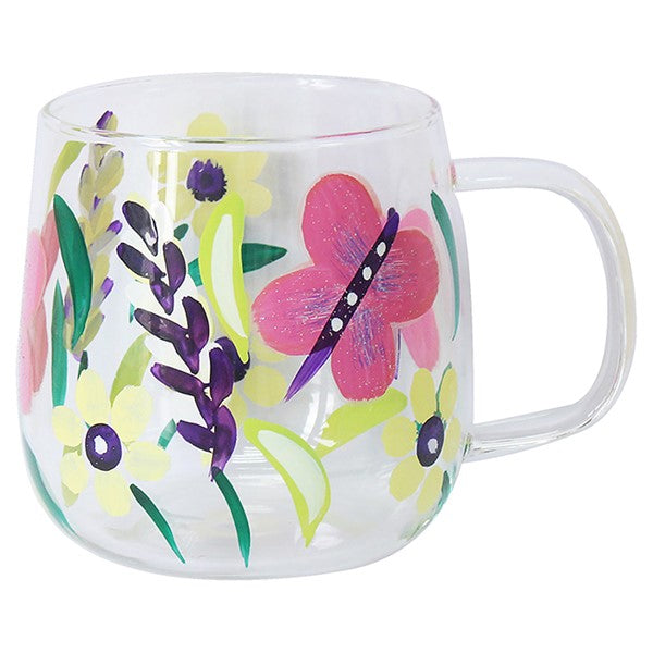 Hand Painted Glass Cup Butterflies