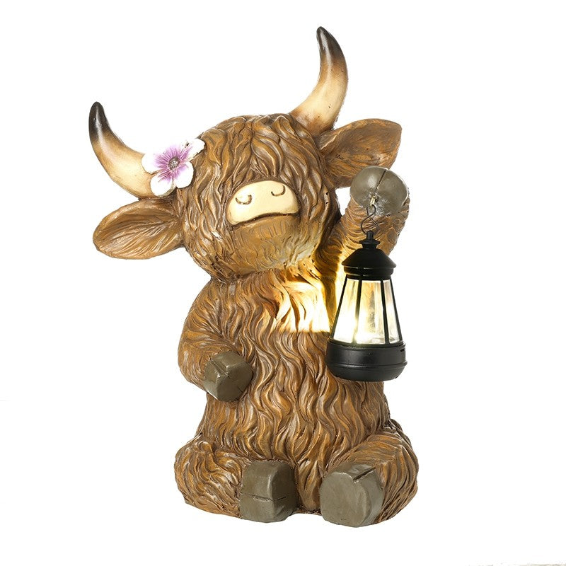 Highland Cow With Solar Lantern Ornament