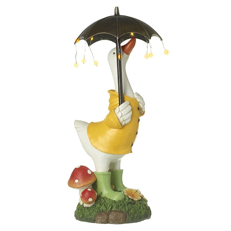 Standing Duck Under Solar Light Umbrella