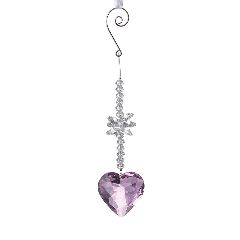 Pink Heart Hanging Faceted Decoration
