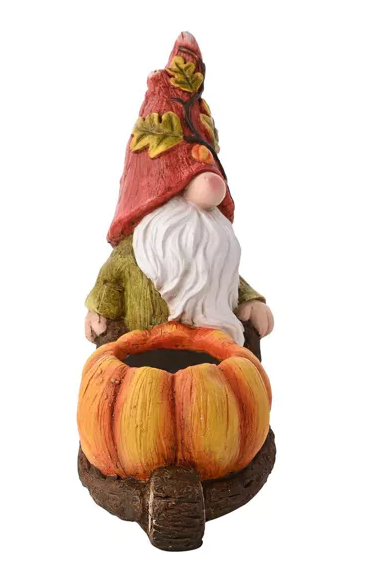 Country Living Outdoor Autumnal Gonk Pushing Pumpkin Wheelbarrow