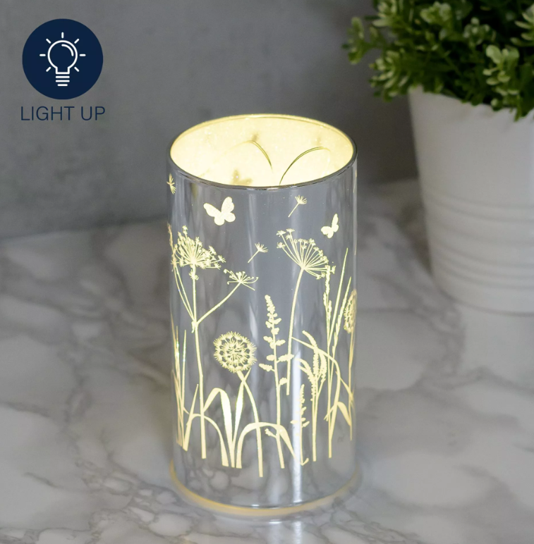 Glass Flower Design Tube with LED Lights 15cm