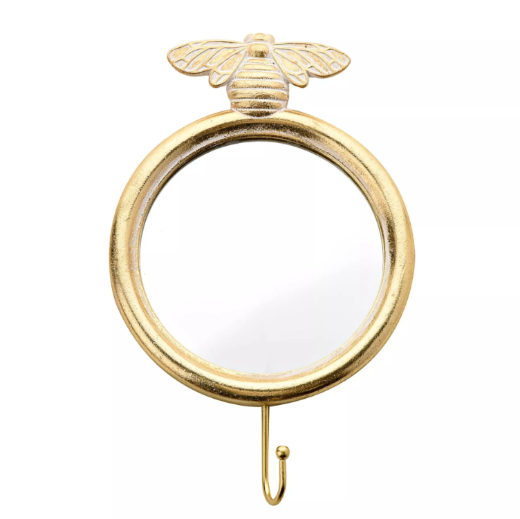 Gold Finish Bee Wall Hook Mirror