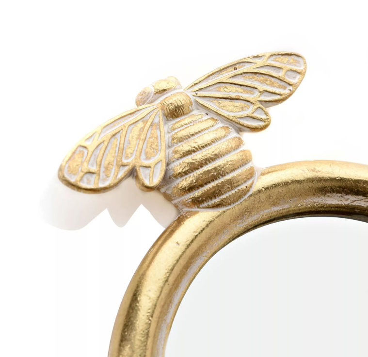 Gold Finish Bee Wall Hook Mirror