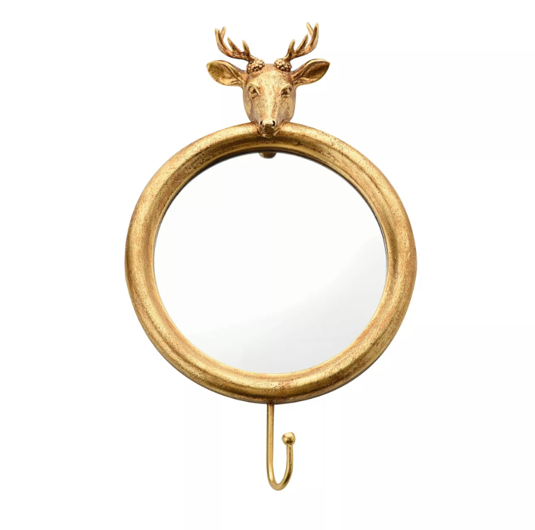 Gold Finish Stag Wall Hook Mirror