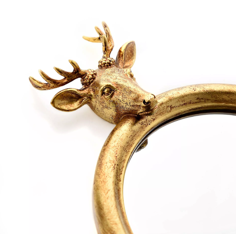 Gold Finish Stag Wall Hook Mirror