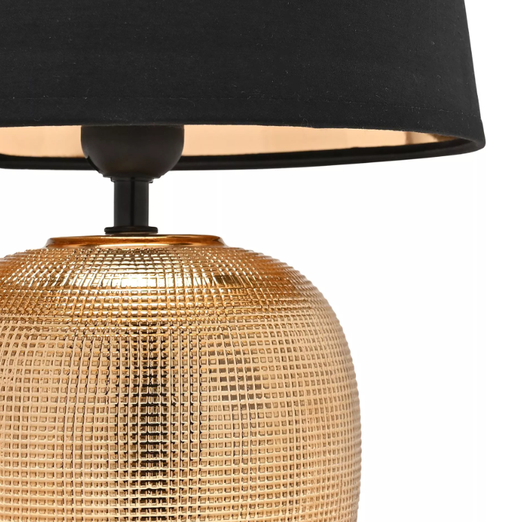 Hestia Gold & Black Textured Lamp - 39cm