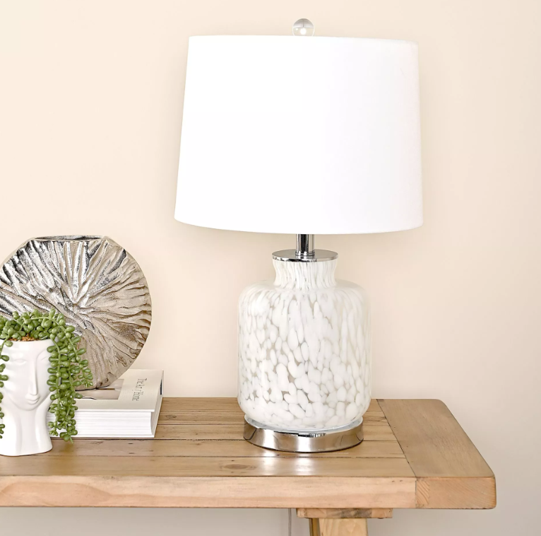 Hestia Table Lamp With White Confetti Glass Base 21.5"