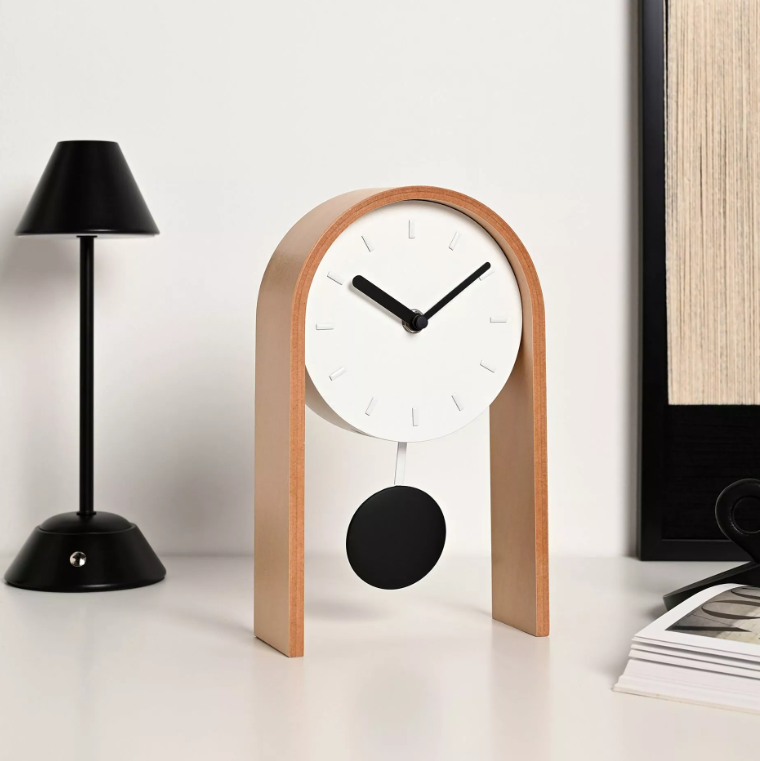 Interval Pendulum Wooden Desk Clock - Black & White
