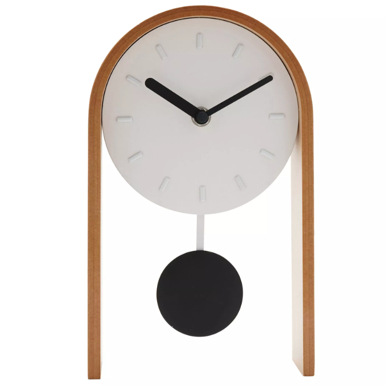 Interval Pendulum Wooden Desk Clock - Black & White