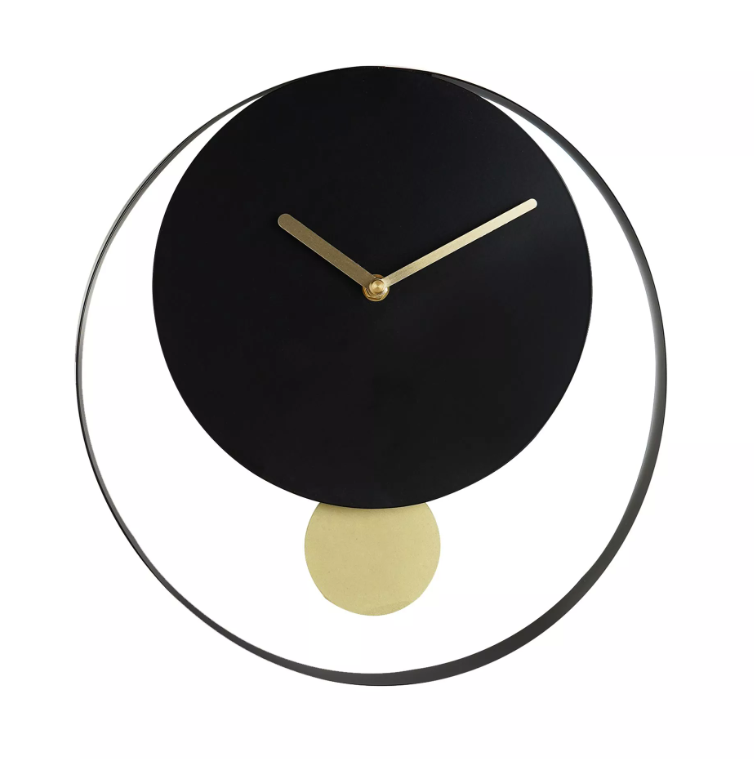 Interval Pendulum Wall Clock 30cm - Black & Gold