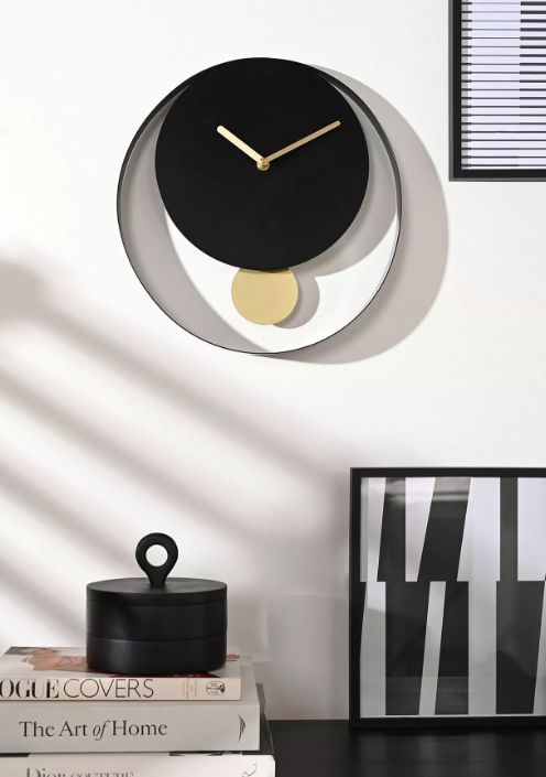Interval Pendulum Wall Clock 30cm - Black & Gold