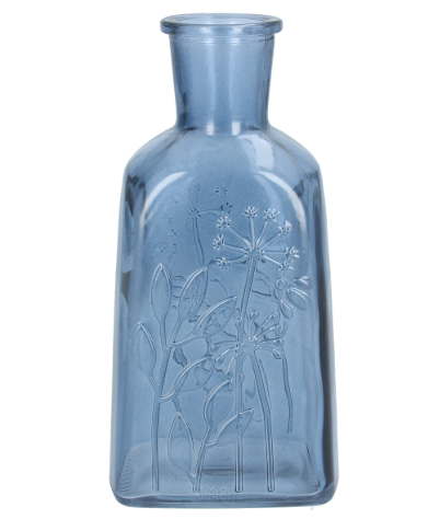 Gisela Graham Navy Glass Wildflower Bottle Vase