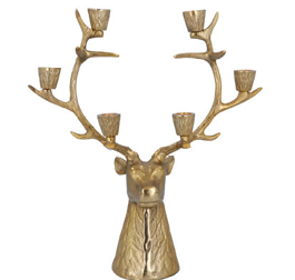 Gold Stag Head Candelabra