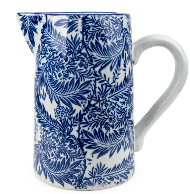 Blue & White 23cm Floral Jug