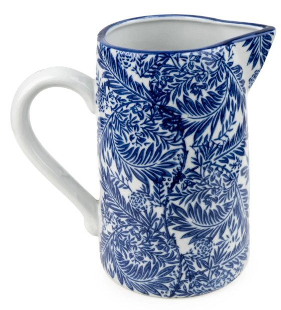 Blue & White 23cm Floral Jug