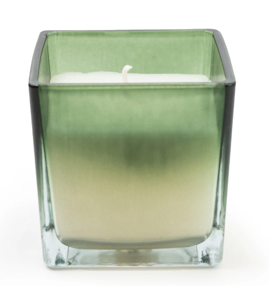 Green Ombre Small Glass Candle - Fig & Apple Scent