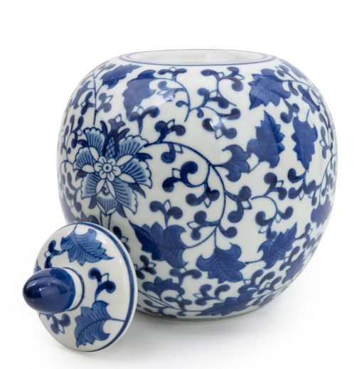 Sumatra Blue & White Ginger Jar 9”