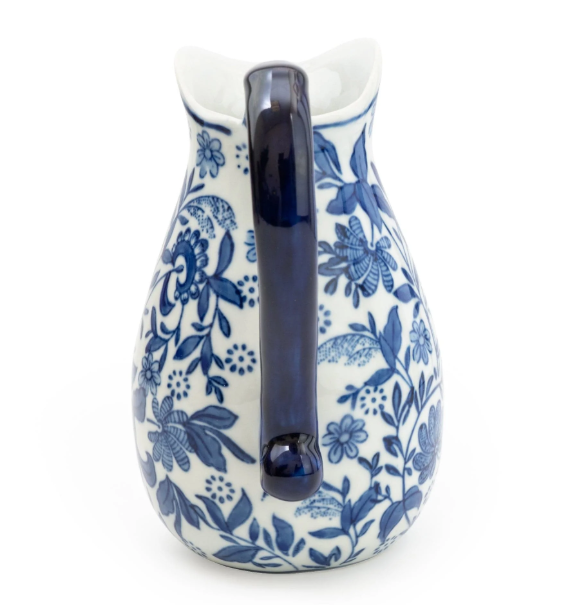 Sumatra Blue & White Large Ceramic Jug 9"