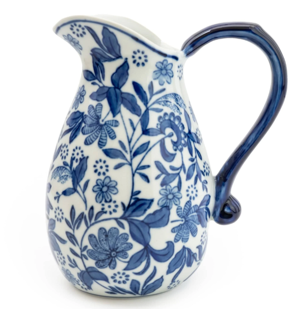 Sumatra Blue & White Large Ceramic Jug 9"