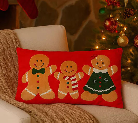 Santa & Friends Gingerbread Family Cushion