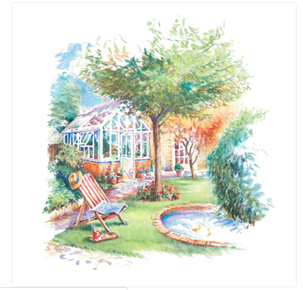 Garden Scene Plain Card