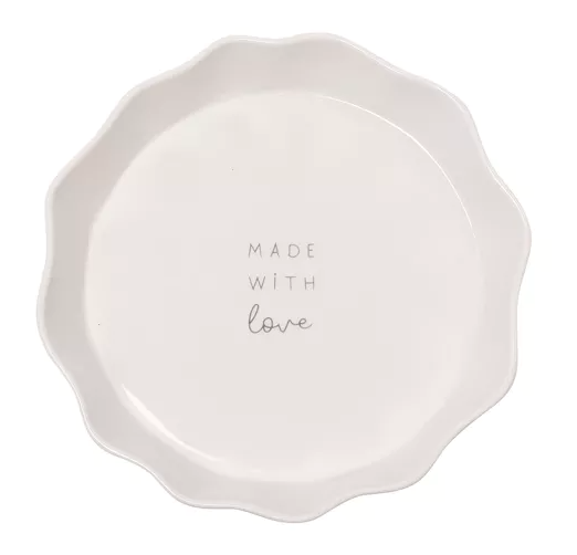 Moments Round Scolloped Pie Dish - Made With Love