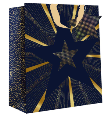 Navy & Gold Star Small Gift Bag