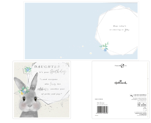 Daughter Bunny Birthday Card