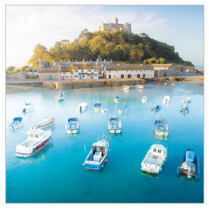 St Michael's Mount Harbour Blank Greeting Card