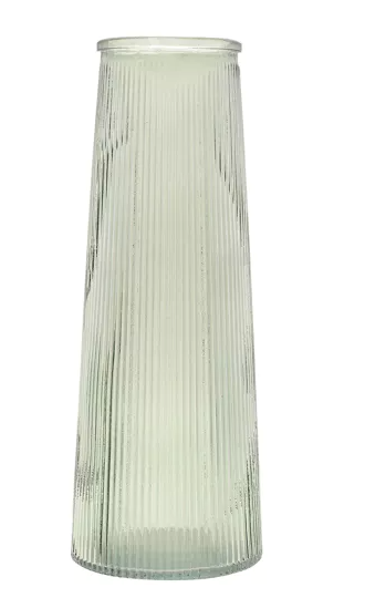 Hestia Ribbed Large Glass Vase - Green