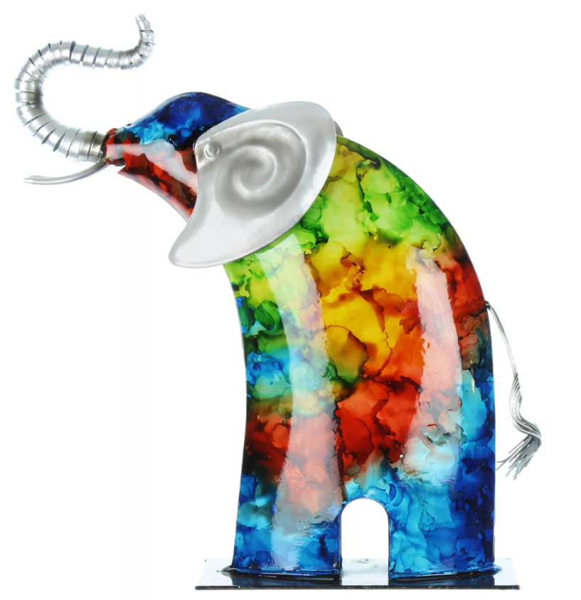 Country Living Hand Painted Metal Elephant