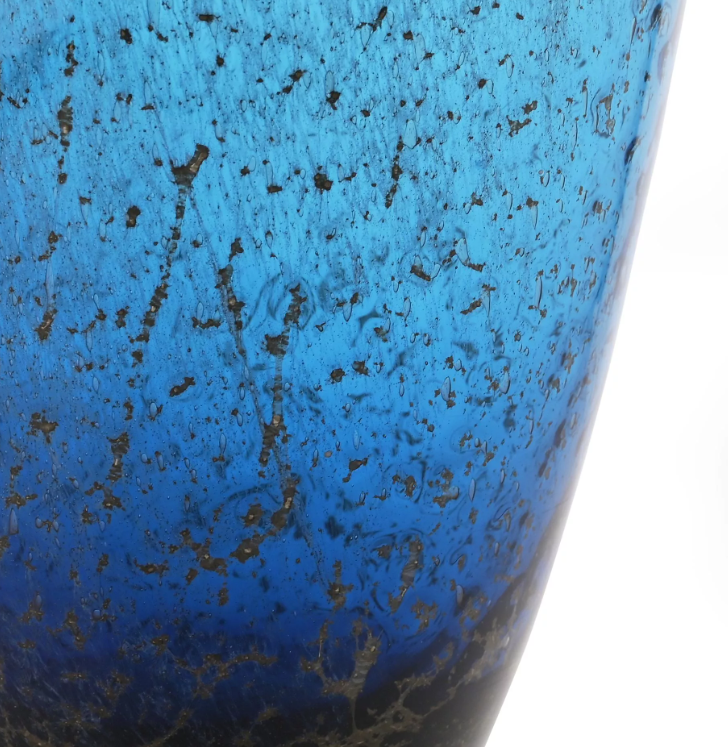 Objets d''Art Blue & Brown Tall Glass Vase 41cm