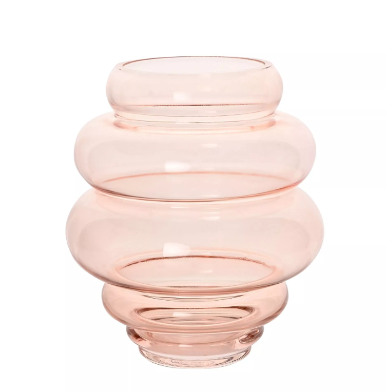 Hestia Handmade Coloured Glass Round Tapered Vase - Pink