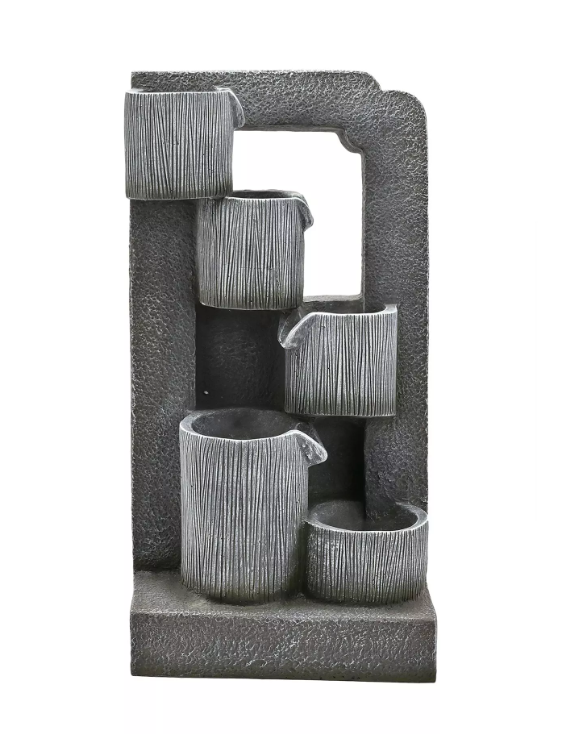 Country Living Water Fountain Containing 5 Pots & 3 Lights