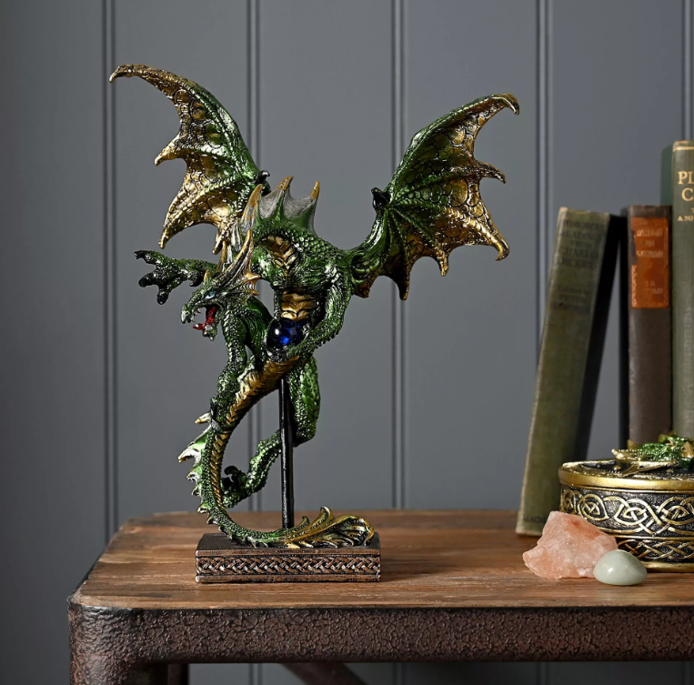 Juliana Mystic Legends Green Dragon In Flight on Stand