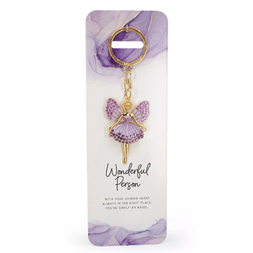 Wonderful Person Purple Angel Keyring