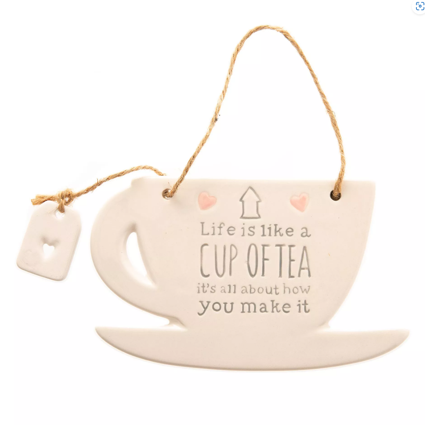Love Life Teacup Hanging Plaque - Tea