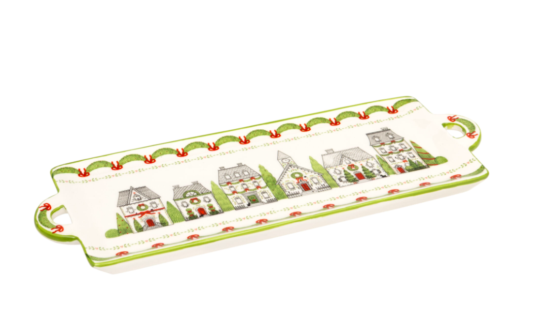 Garland Road Christmas Ceramic Tray