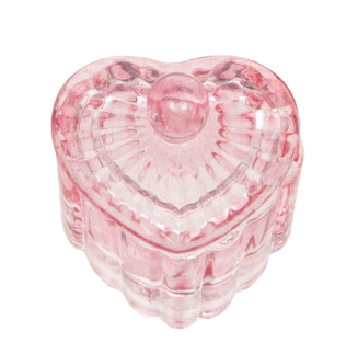 Mini Glass Heart Trinket Pot Pink