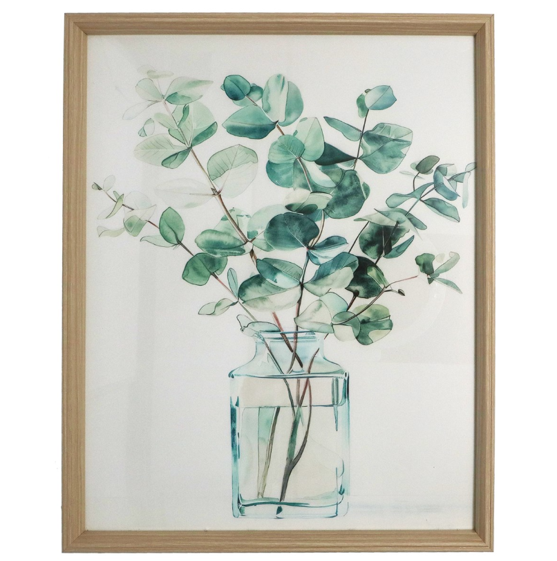 Wood Framed Print 50cm - Eucalyptus Vase