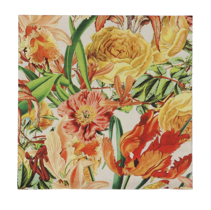 Pack of 20 Paper Napkins 16cm - Orange Blooms